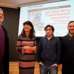 Ana Redondo junto a los directores y coordinadores de la muestra, José Luis Muñoz de Baena, Luis Javier Miguel González y José María Enríquez Sánchez