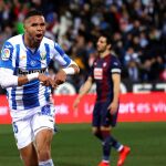 El delantero marroquí del Leganés Youssef En-Nesyri celebra su segundo gol ante el Eibar /Foto: Efe