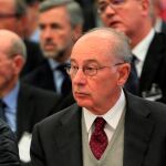 El expresidente de Bankia Rodrigo Rato durante la primera sesión del juicio por la salida a Bolsa de la entidad en 2011