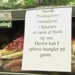 Cartel en un supermercado de la cadena Fakta, en la isla de Fiona, al sur de Dinamarca