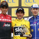 Alberto Contador (Trek), Sergio Henao (Sky) y David De La Cruz (Quick Step)