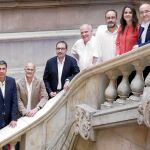 De izq a dcha) Los candidatos en las elecciones catalanas, Xavier García Albiol (PPC), Raül Romeva (Junts pel Sí), Ramón Espadaler (Uniò), Lluis Rabell (Sí que es Pot), Antonio Baños (CUP), Inés Arrimadas (Ciutadans) y Miquel Iceta (PSC)