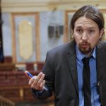 El líder de Podemos, Pablo Iglesias, durante una entrevista con Efe