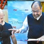 Los actores Javier Cámara y José María Pou, durante la grabación de «El Quijote del siglo XXI»
