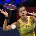 Carolina Marin durante uno de los partidos del Campeonato de Europa que se ha celebrado en Kolding, Dinamarca.