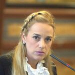 Lilian Tintori durante la rueda de prensa ofrecida hoy en Madrid