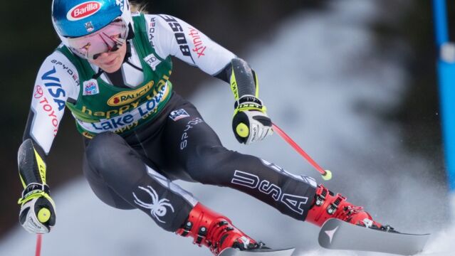 Mikaela Shiffrin durante la prueba de Super-G celebrada en Lake Louise