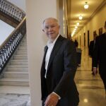 Jeff Sessions a su salida del Capitol Hill tras su comparencia antes de su confrimación