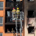 El incendio en un bloque de Badalona de este invierno.