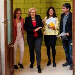 Manuela Carmena, Purificación Causapié, Jorge García Castaño, y Érika Rodríguez durante la presentación del proyecto de Presupuesto/foto: Efe