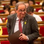 El presidente de la Generalitat Quim Torra, durante su comparecencia en el pleno del Parlament