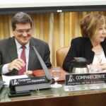 José Luis Escrivá, presidente de Airef, comparece en la comisión del Pacto de Toledo en el Congreso, junto a Celia Villalobos