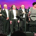 De izquierda a derecha, Ainhoa Arteta, Ana Ibarra, Carlos Chausson, José Bros, el maestro López Cobos y Lucero Tena