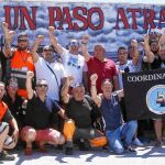 Estibadores del puerto de Algeciras protestan en una de las horas de paros convocadas ayer