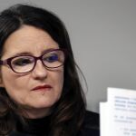 La vicepresidenta del Consell, Mónica Oltra, ayer durante la rueda de prensa