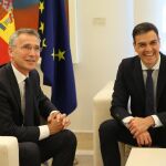 Stoltenberg y Sánchez hoy durante su reunión en La Moncloa.