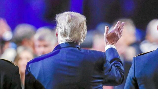 El presidente norteamericano, Donald Trump, en el campeonato de fútbol colegial celebrado en Atlanta la pasada madrugada