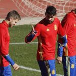 Diego Costa, en un entrenamiento con la Selección