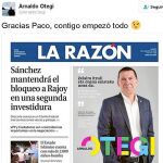 Arremete contra LA RAZÓN. La izquierda abertzale llenó ayer las redes sociales usando la portada de este periódico para hacerse la víctima e iniciar así su campaña. El primero en tuitear fue el propio Arnaldo Otegi, con un «Gracias Paco, contigo empezó todo». Le secundaron Pernando Barrena, Joseba Permach y EH Bildu.