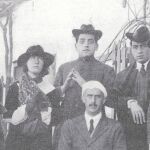 De izquierda a derecha, Dalí, María Luisa González, Luis Buñuel, Moreno Villa, Juan Vicens y José María Hinojosa, los miembros de la Orden de Toledo