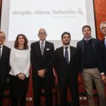 Javier García, Julia Casanova, José María Paagman, Antonio García, Carlos Martín y Agustín Bravo, durante la presentación de la campaña de Helvetia Seguros