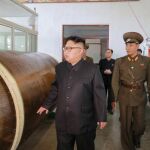 Kim Jong-Un, durante su visita a la Academia de Ciencias de Defensa.