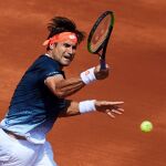 David Ferrer, durante su estreno en el Godó, en Barcelona