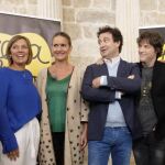 El alcalde, Alfonso Polanco; la presidenta de la Diputación, Ángeles Armisén; la consejera Milagros Marcos; los chefs Samantha Vallejo-Nágera, Jordi Cruz y Pepe Rodríguez, así como Eva González, entre otros, momentos antes de la grabación del programa
