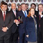El alcalde de León, Antonio Silván, recoge el testigo de Huelva como Capital Gastronómica Española, junto a Ana Pastor, el presidente Juan Vicente Herrera, la consejera María Josefa García Cirac, y los regidores Alfonso Fernández Mañueco, Óscar Puente y Javier Lacalle, entre otras personalidades