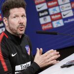Diego Pablo Simeone, durante su comparecencia ante los medios de comunicación