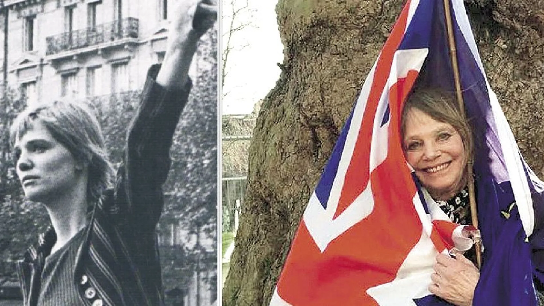 A la izqda., la fotografía tomada por Jean-Pierre Reu con Caroline de Bendern se publicó en la revista «París Match». A la dcha., la británica en la actualidad