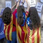 Menores participan en una movilización en favor de la independencia en las jornadas previas al 1-O