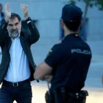 El presidente de Òmnium Cultural, Jordi Cuixart, a su llegada hoy a la Audiencia Nacional