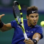 Rafael Nadal durante el partido en Shanghai