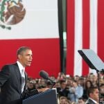 Obama durante su discurso ante estudiantes universitarios en Ciudad de México