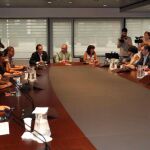 Reunión celebrada hoy en el departamento de Trabajo de la Generalitat.