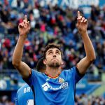 El jugador del Getafe Jaime Mata celebra un gol