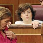 Cospedal y Sáenz de Santamaría se convirtieron ayer en el centro del ataque de Pablo Casado, en su estrategia de víctima del «aparato» del partido