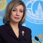 La portavoz del Ministerio, María Zajárova, en conferencia de prensa.