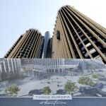 En el proyecto de reforma, la nueva Torre Europa cuenta con un revestimiento metálico que le da una imagen más moderna
