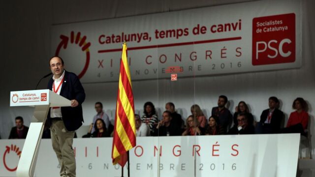 El líder del PSC, Miquel Iceta, durante la primera jornada del congreso de los socialistas catalanes