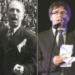 Lluís Companys (izquierda) proclamó la República Catalana 83 años antes que Puigdemont