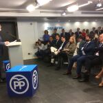 Fernando López Miras, ayer durante la Junta Directiva Nacional del PP liderada por el presidente del Gobierno, Mariano Rajoy