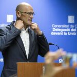 Raul Romeva, durante la rueda de prensa en Bruselas.