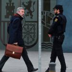 Ángel Acebes, a su llegada hoy a la Audiencia Nacional