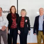 La presidenta de la Diputación, Ángeles Armisén; la alcaldesa de Aguilar de Campoo, María José Ortega; Javier Reinhard e Ignacio Fontela, entre otros, durante la presentación del proyecto