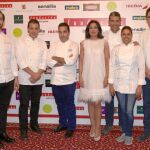 De izda. a dcha., Mario Sandoval, Francis Paniego, Óscar Velasco, Isabel Gemio, Paco Roncero, María Marte y Oriol Balaguer