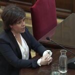 Soraya Sáenz de Santamaría, durante su declaración como testigo en el juicio del "procés"