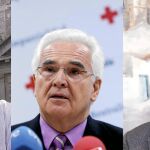A la dcha., Fernando Carrasco, José Varela y Godofredo García. Abajo, el jurado, compuesto por Jesús Fernández, Juan José Benitez, Jesús Sanz, José Luis Martín, Florencio Carrera y Luis Benéitez