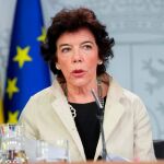 La ministra de Educación y Formación Profesional, Isabel Celaá; durante la rueda prensa tras la reunión del Consejo de Ministros / Foto: Efe